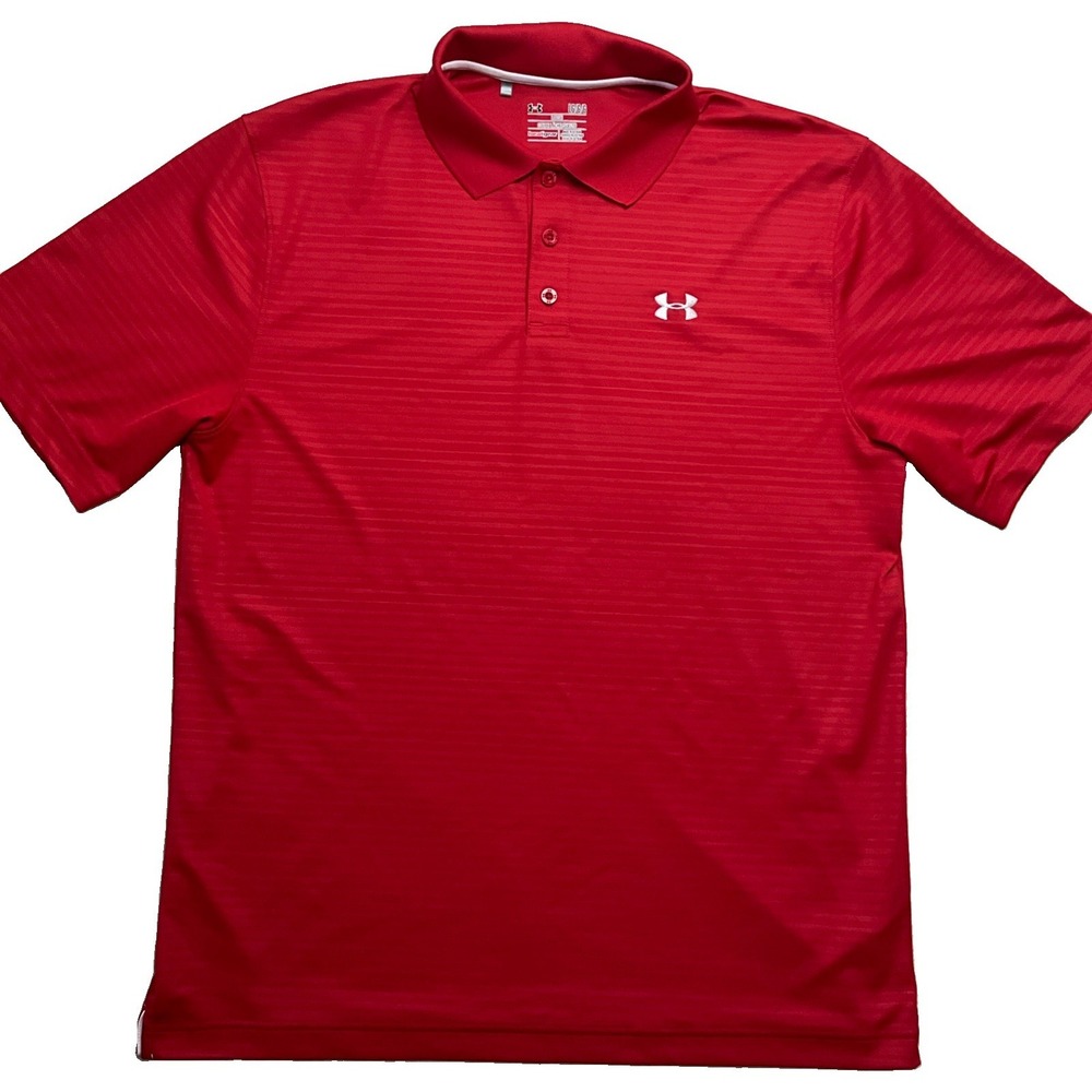 Under Armour Mens Red Short Sleeve Polo Shirt Size L